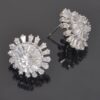 Rhinestone Flower Stud Earrings – Gold-Plated