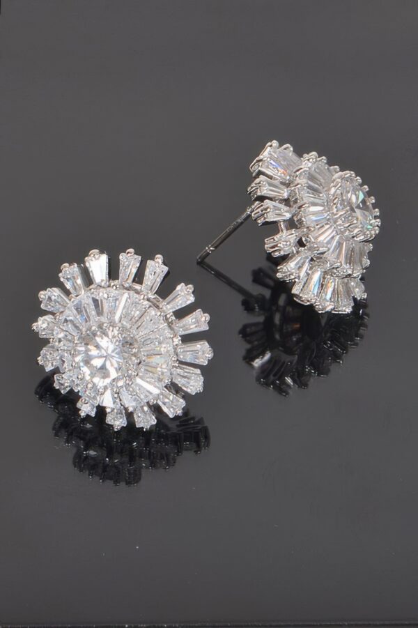 Rhinestone Flower Stud Earrings – Gold-Plated