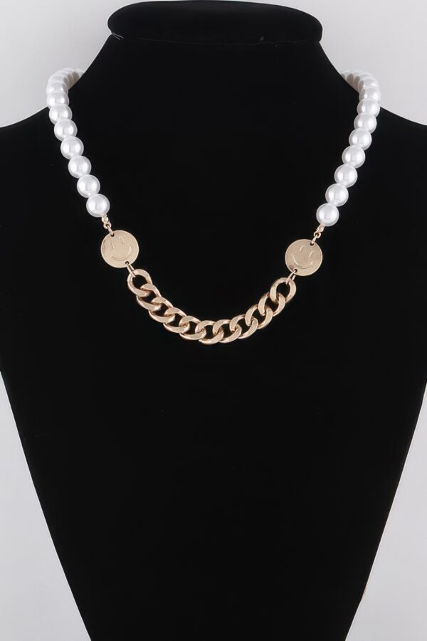 Two-Tone Pearl & Bead Necklace – 16-inch Layered Look