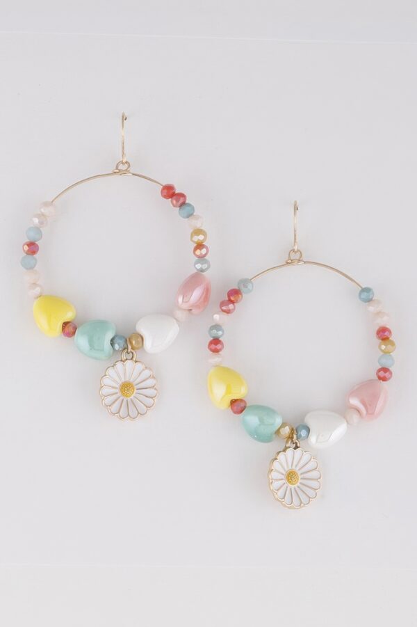 Openwork Beaded Flower Drop Earrings