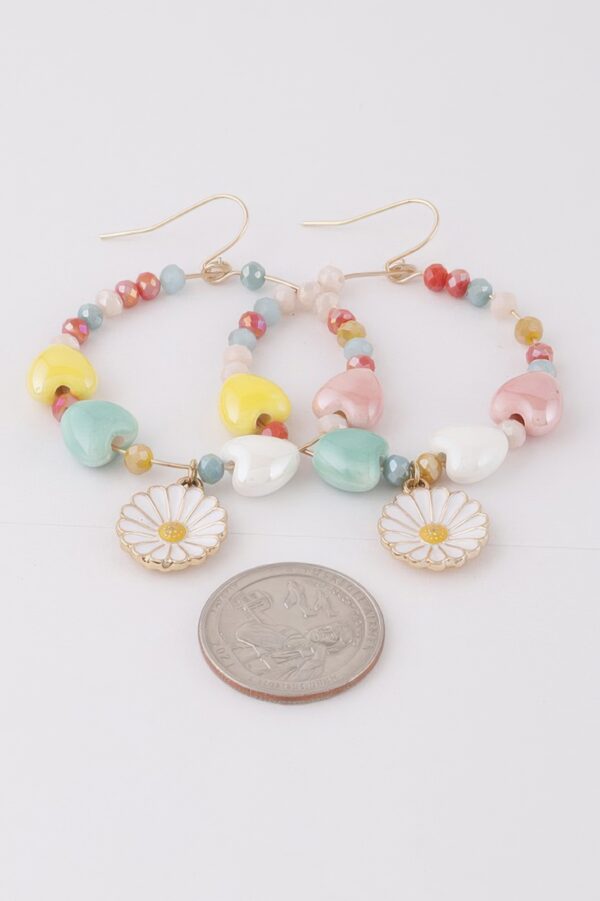 Openwork Beaded Flower Drop Earrings