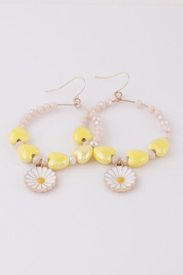 Openwork Beaded Flower Drop Earrings