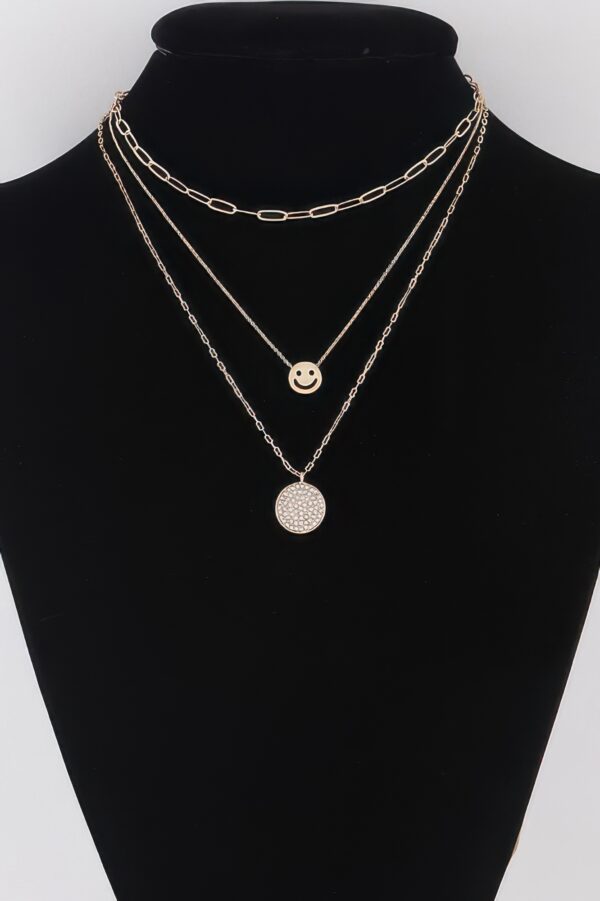 Multi Smiley-Face Charm Necklace – 18″ Chain