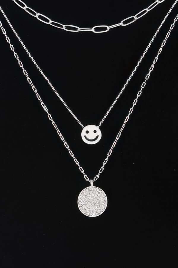 Multi Smiley-Face Charm Necklace – 18″ Chain
