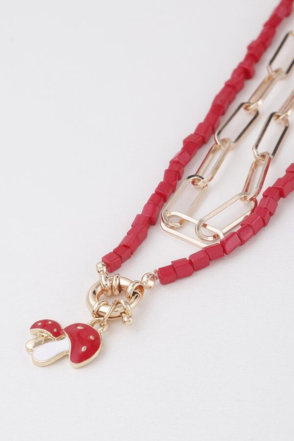 Beaded Mushroom Chain Necklace – Whimsical Pendant