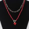 Beaded Heart Chain Necklace – Delicate Bead Accent