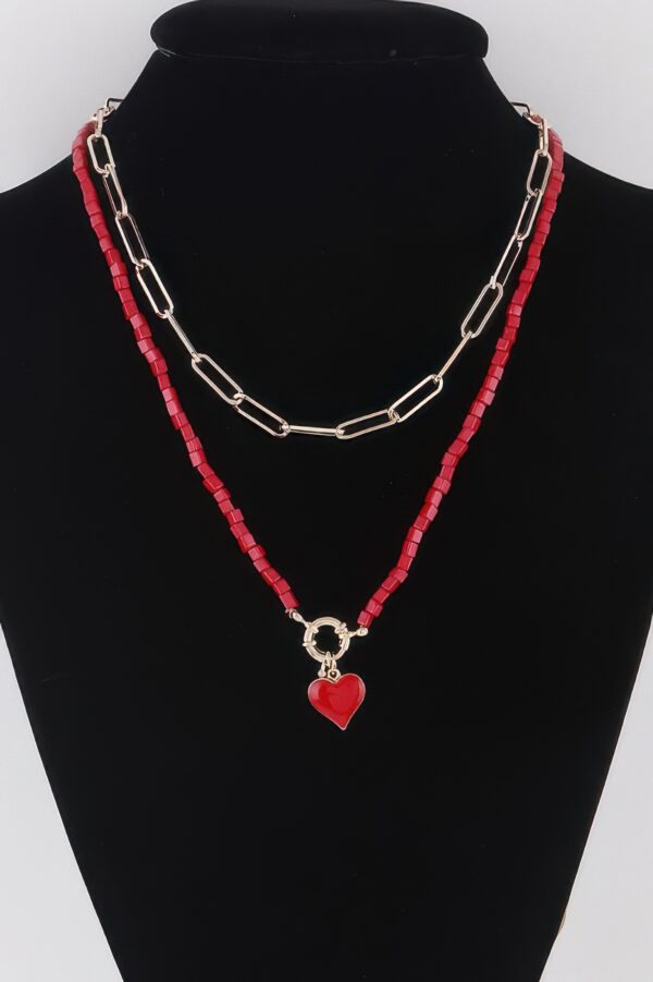 Beaded Heart Chain Necklace – Delicate Bead Accent