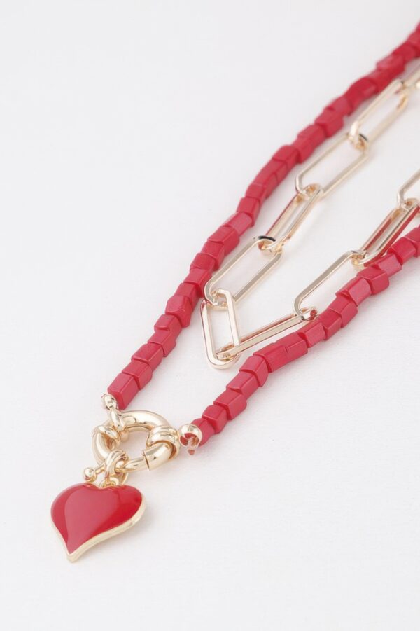 Beaded Heart Chain Necklace – Delicate Bead Accent