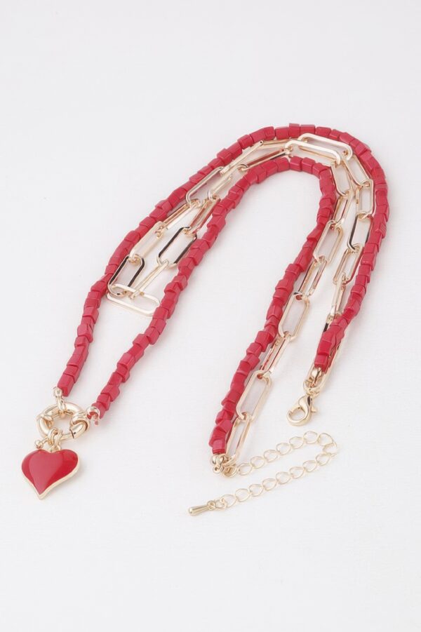 Beaded Heart Chain Necklace – Delicate Bead Accent