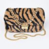 Faux Zebra Fur Shoulder Bag with Mixed Metal Accents