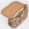 Faux Leo Fur Shoulder Bag with Mixed Metal Accents