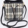 Tweed Plaid Bucket Bag with Mixed Metal Accents