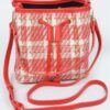 Tweed Plaid Bucket Bag with Mixed Metal Accents