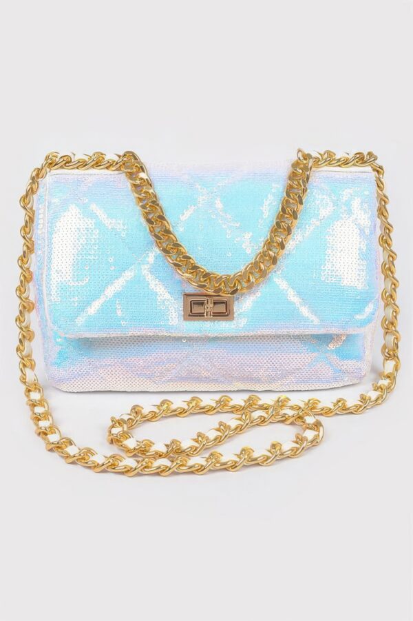 Quilted Sequin Chain Shoulder Bag – Compact