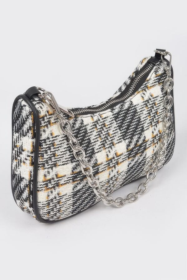 Tweed Plaid Shoulder Bag with Mini AirPod Pouch
