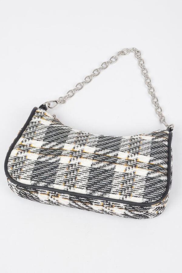 Tweed Plaid Shoulder Bag with Mini AirPod Pouch