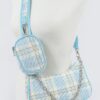 Tweed Plaid Shoulder Bag with Mini AirPod Pouch