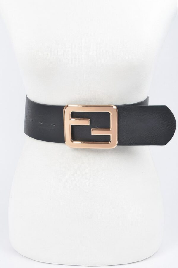 Metal Buckle Waist Belt – 2.25 inch Wide, PU & Iron