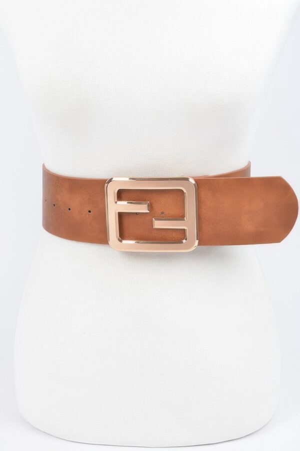 Metal Buckle Waist Belt – 2.25 inch Wide, PU & Iron