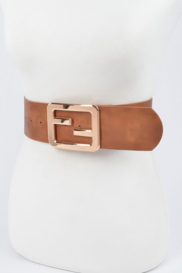 Metal Buckle Waist Belt – 2.25 inch Wide, PU & Iron