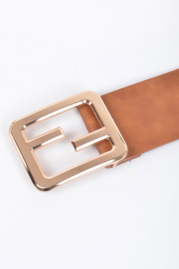 Metal Buckle Waist Belt – 2.25 inch Wide, PU & Iron