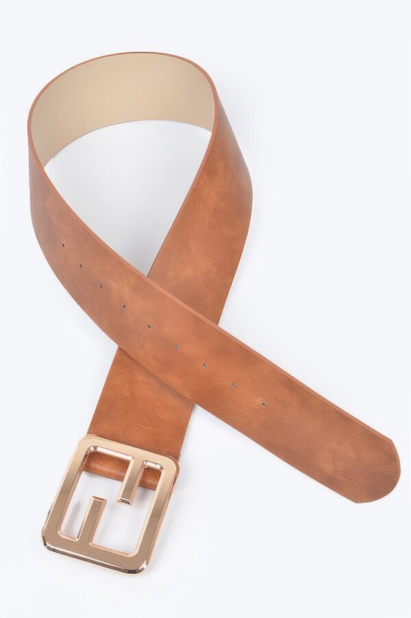 Metal Buckle Waist Belt – 2.25 inch Wide, PU & Iron
