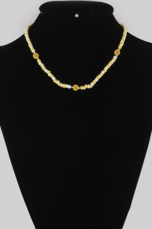 Beaded Smiley Face Charm Necklace – Playful Bead Detail