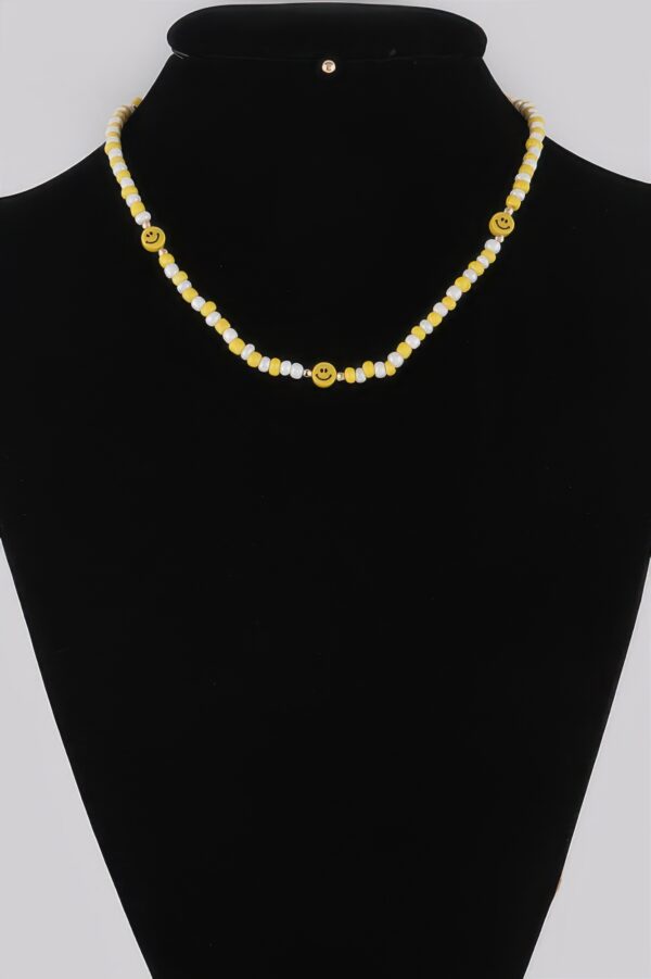 Beaded Smiley Face Charm Necklace – Playful Bead Detail
