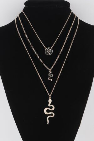 Triple Snake Pendant Necklace – Sculptural Accent