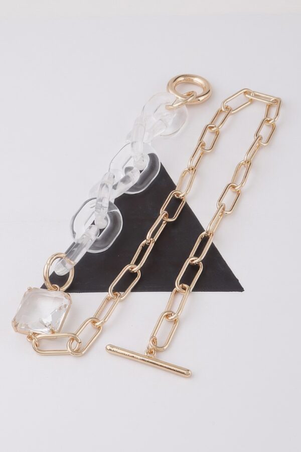 Double Chain Toggle Necklace – Layered Link Accent