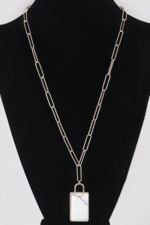 Long Marbled Accent Chain Necklace, 28-inch