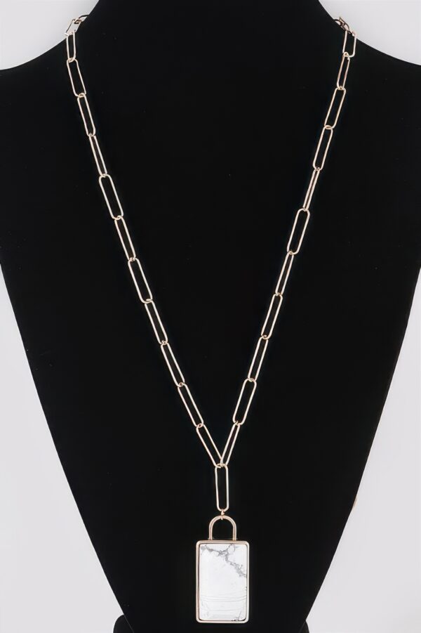Long Marbled Accent Chain Necklace, 28-inch