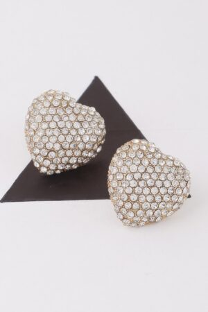 Jeweled Heart Stud Earrings – Sparkling Heart Detail