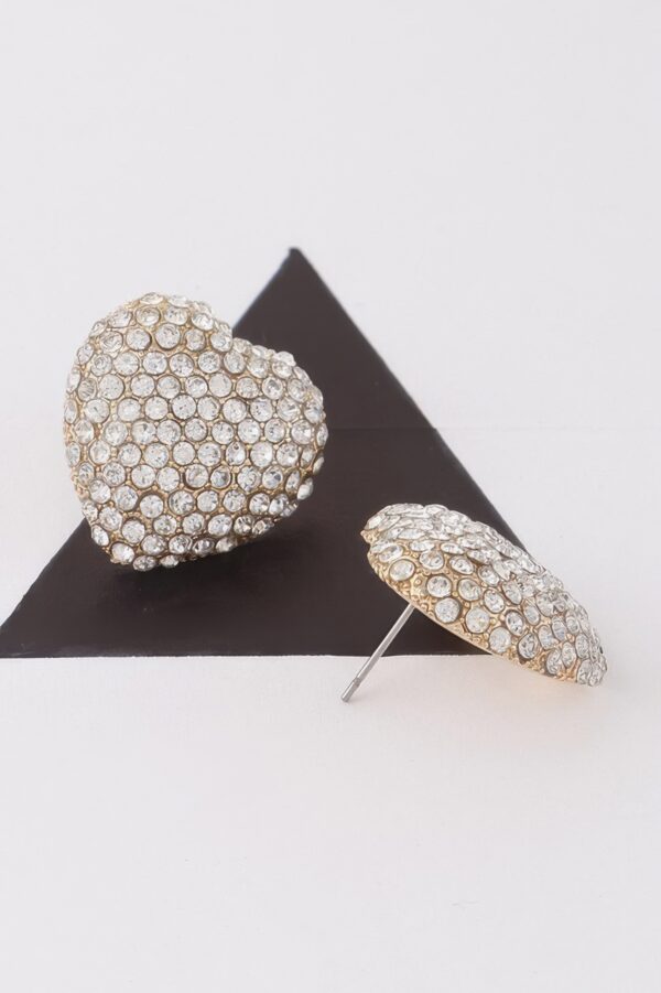 Jeweled Heart Stud Earrings – Sparkling Heart Detail