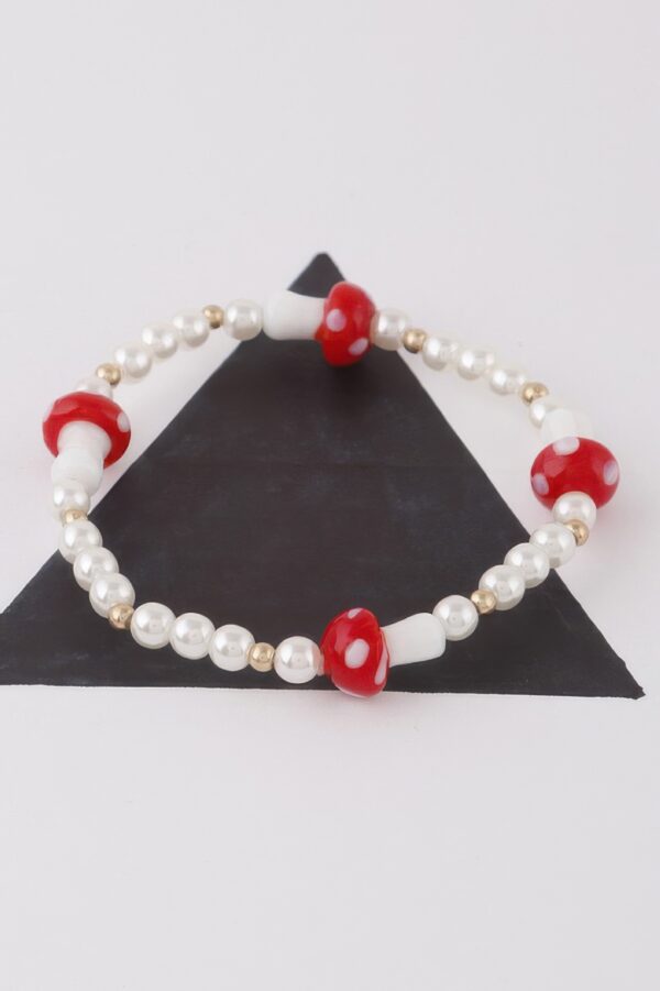 Beaded Mushroom Charm Bracelet – Playful Bead Accent