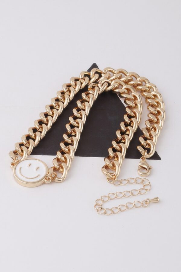 Smiley Face Curb Chain Necklace – Playful Curb Link