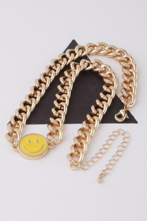 Smiley Face Curb Chain Necklace – Playful Curb Link