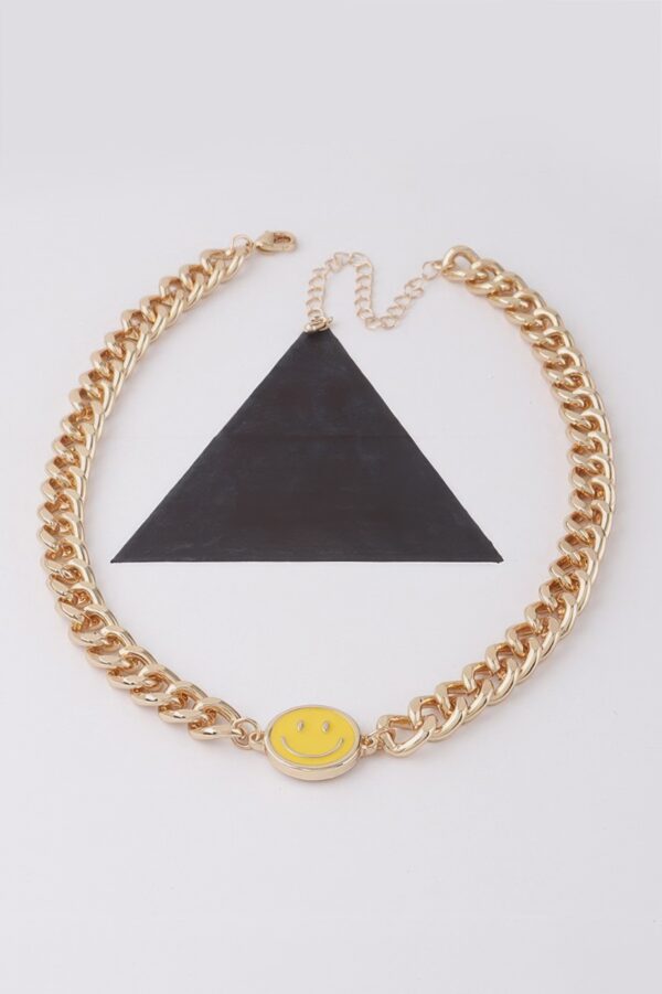 Smiley Face Curb Chain Necklace – Playful Curb Link