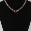 Jeweled Lips Chain Necklace with Accent Pendant