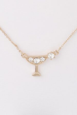 Martini Pendant Necklace with Jeweled Accent
