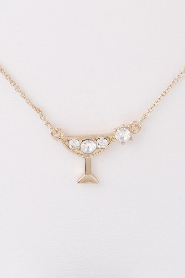 Martini Pendant Necklace with Jeweled Accent