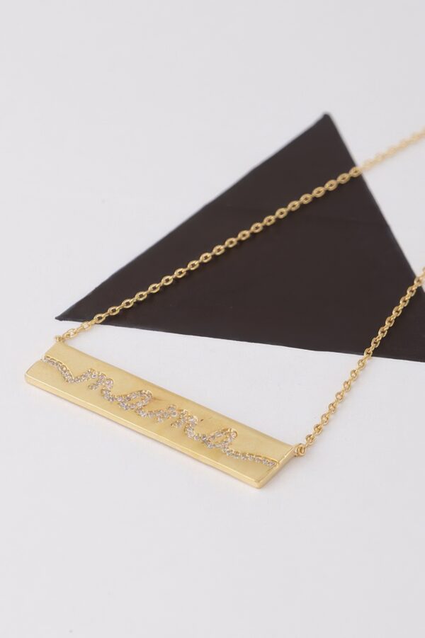 Mama Script Pendant Necklace with Jeweled Accents