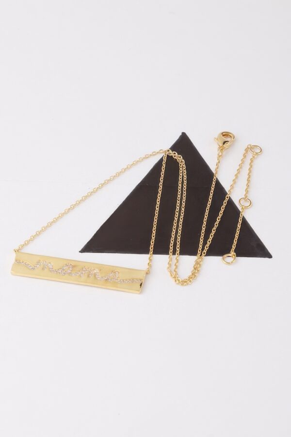 Mama Script Pendant Necklace with Jeweled Accents