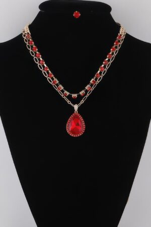 Jeweled Teardrop Pendant Necklace – 18-inch Sparkle