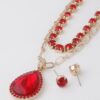 Jeweled Teardrop Pendant Necklace – 18-inch Sparkle
