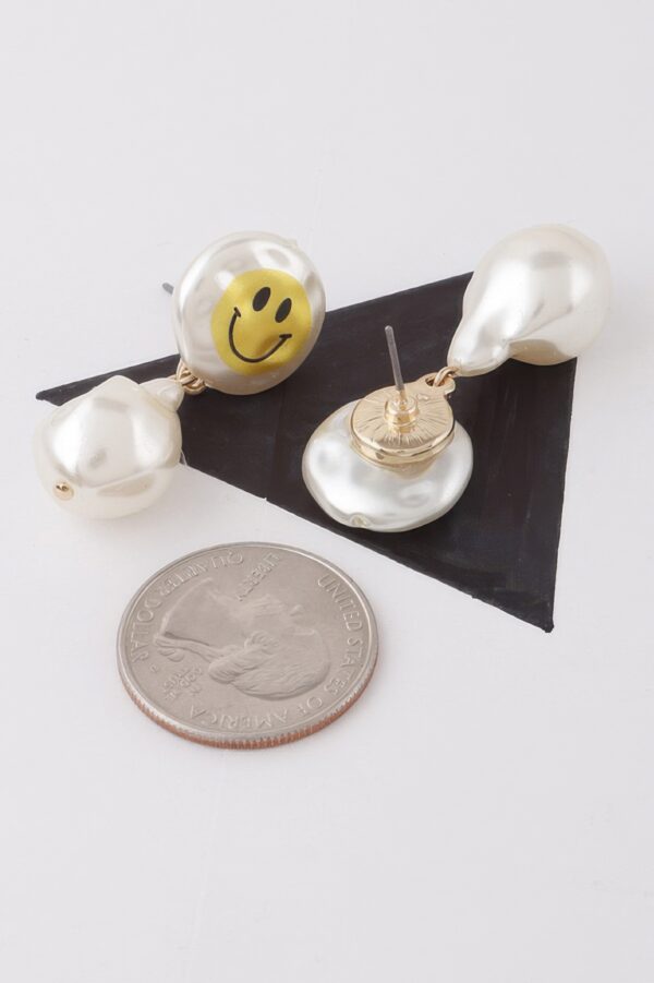 Smiley Face Drop Earrings with Stone Accents