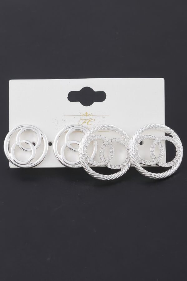 Jeweled Oo Stud Earrings Set – Sparkling Coordinated Studs