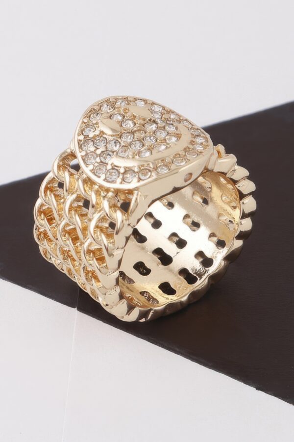 Smiley Face Ring with Jeweled Accent