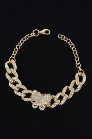 Butterfly Chain Bracelet with Rhinestone Accent