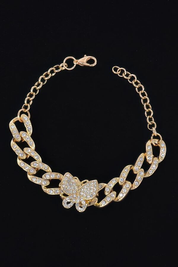 Butterfly Chain Bracelet with Rhinestone Accent